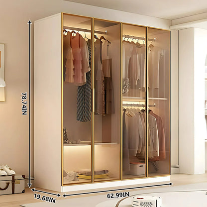 Aihm-Lon Wardrobes with Bronze Glass Doors and Lighting 63"-87"
