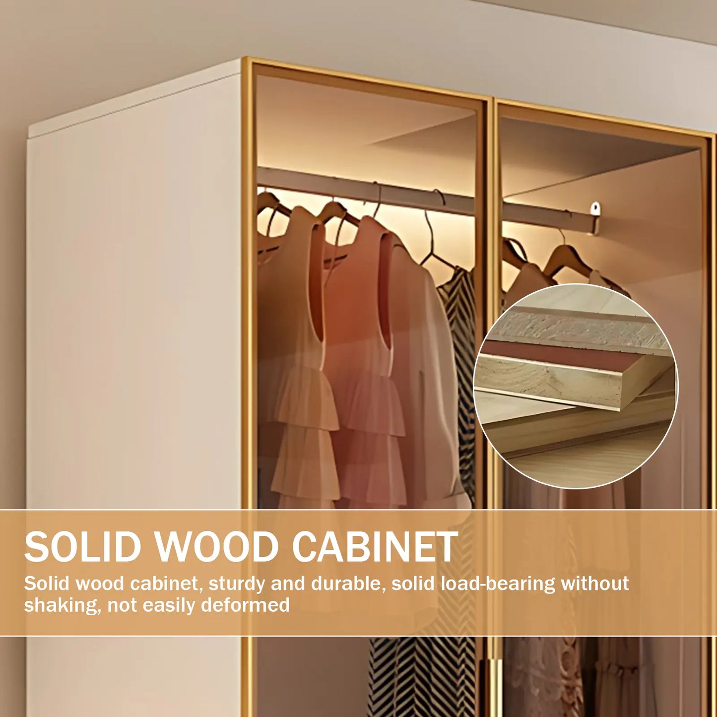 Aihm-Lon Wardrobes with Bronze Glass Doors and Lighting 63"-87"