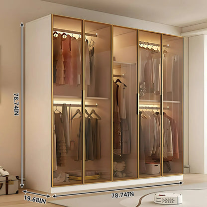 Aihm-Lon Wardrobes with Bronze Glass Doors and Lighting 63"-87"