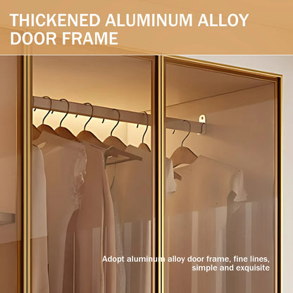 Aihm-Lon Wardrobes with Bronze Glass Doors and Lighting 63"-87"
