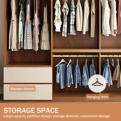 Aihm-Lon Wooden Wardrobe with Multiple Storage Spaces 63"-94"