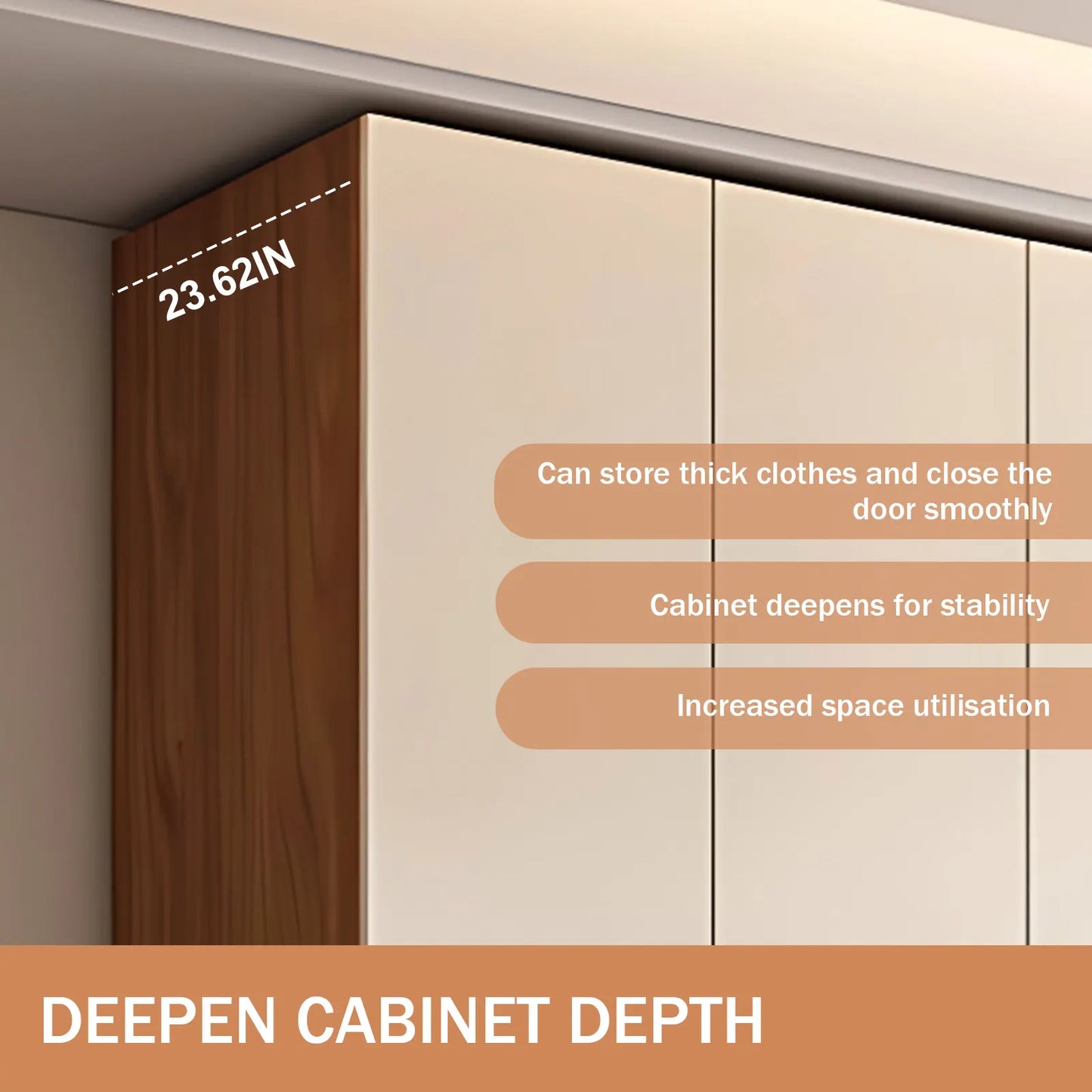 Aihm-Lon Wooden Wardrobe with Multiple Storage Spaces 63"-94"