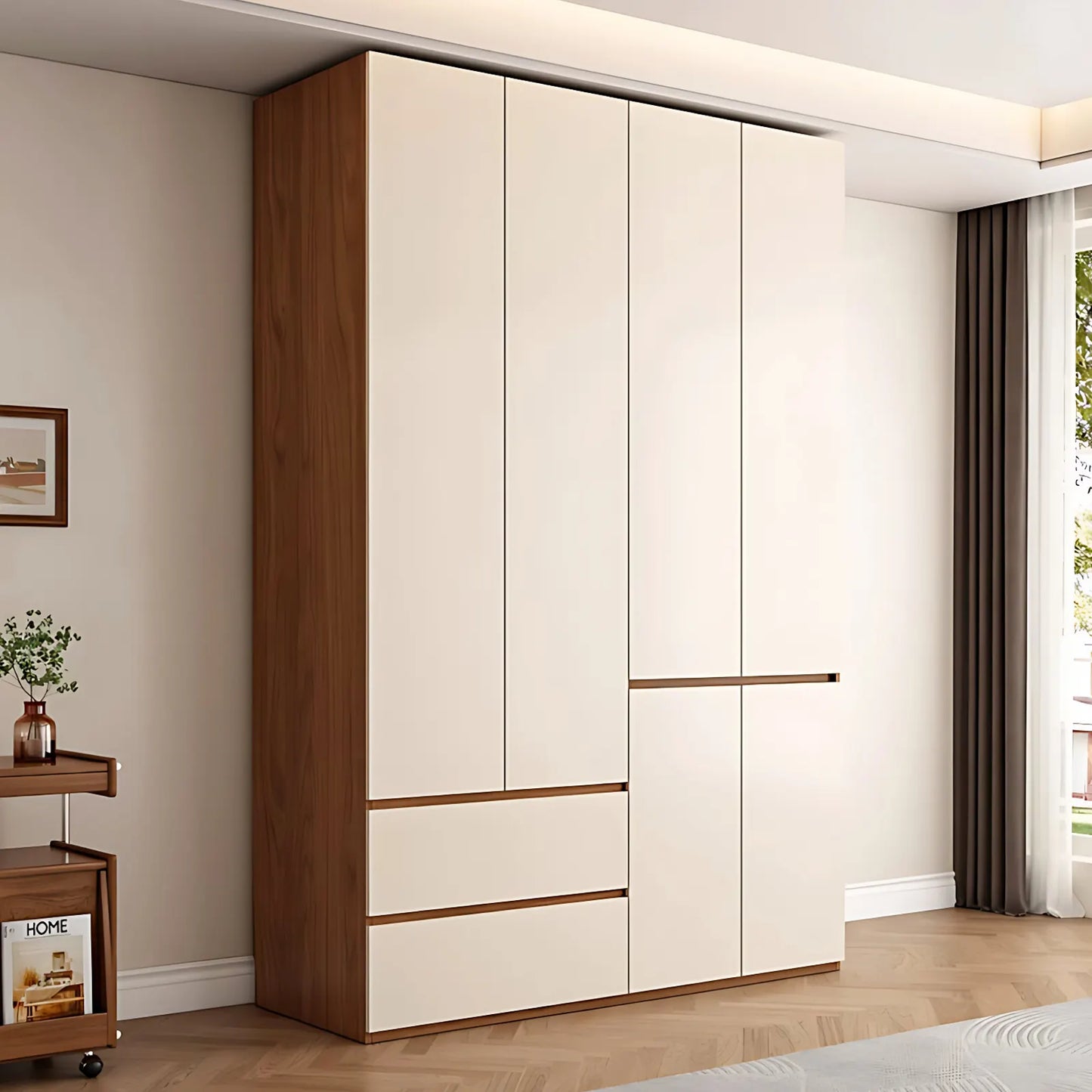 Aihm-Lon Wooden Wardrobe with Multiple Storage Spaces 63"-94"