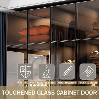 Aihm-Lon Wardrobe with Transparent Glass Doors and Sensor Light 63"-94"