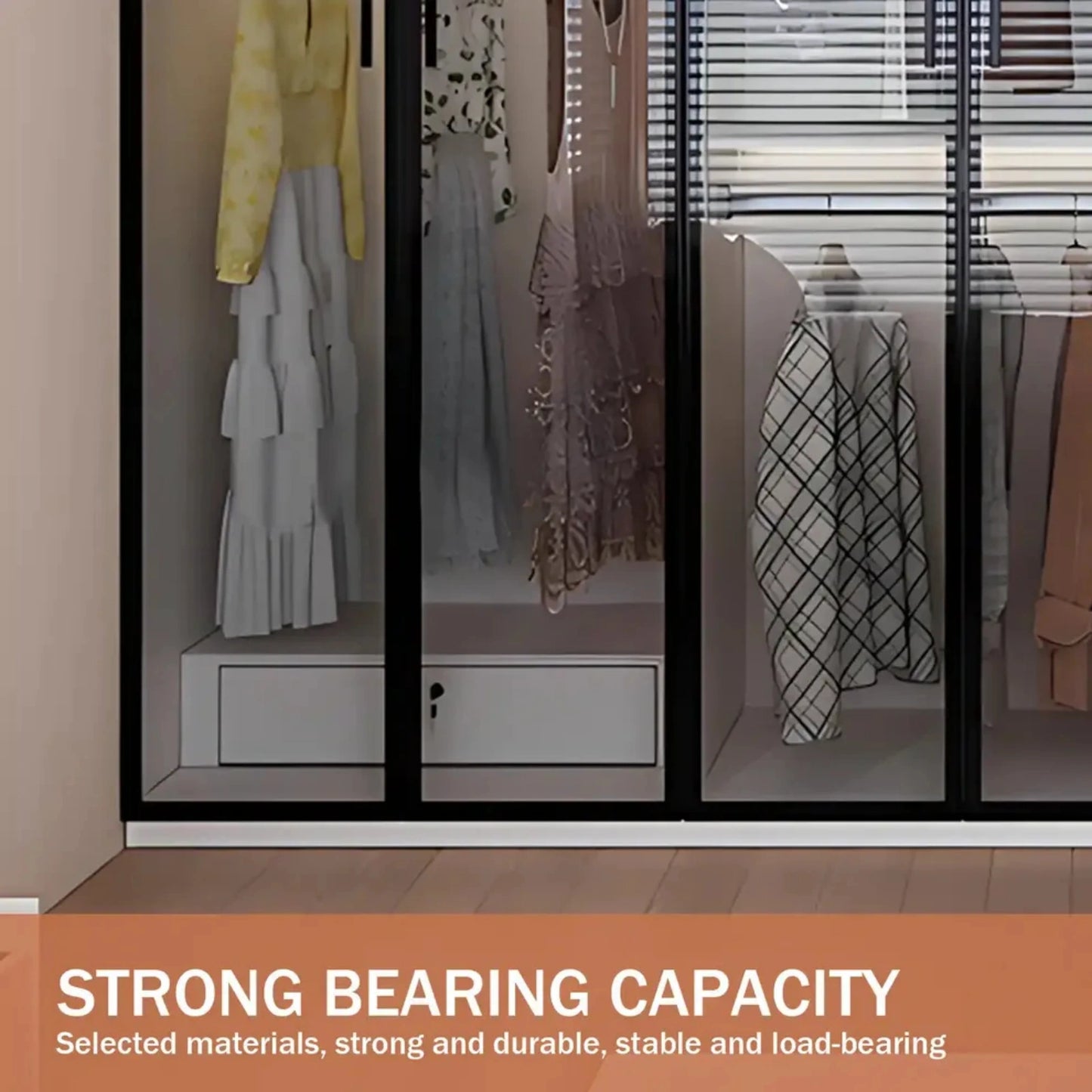 Aihm-Lon Translucent Custom Wardrobe with Smart Lighting and Classification Storage Area 24"-102"