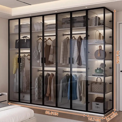Aihm-Lon Translucent Custom Wardrobe with Smart Lighting and Classification Storage Area 24"-102"