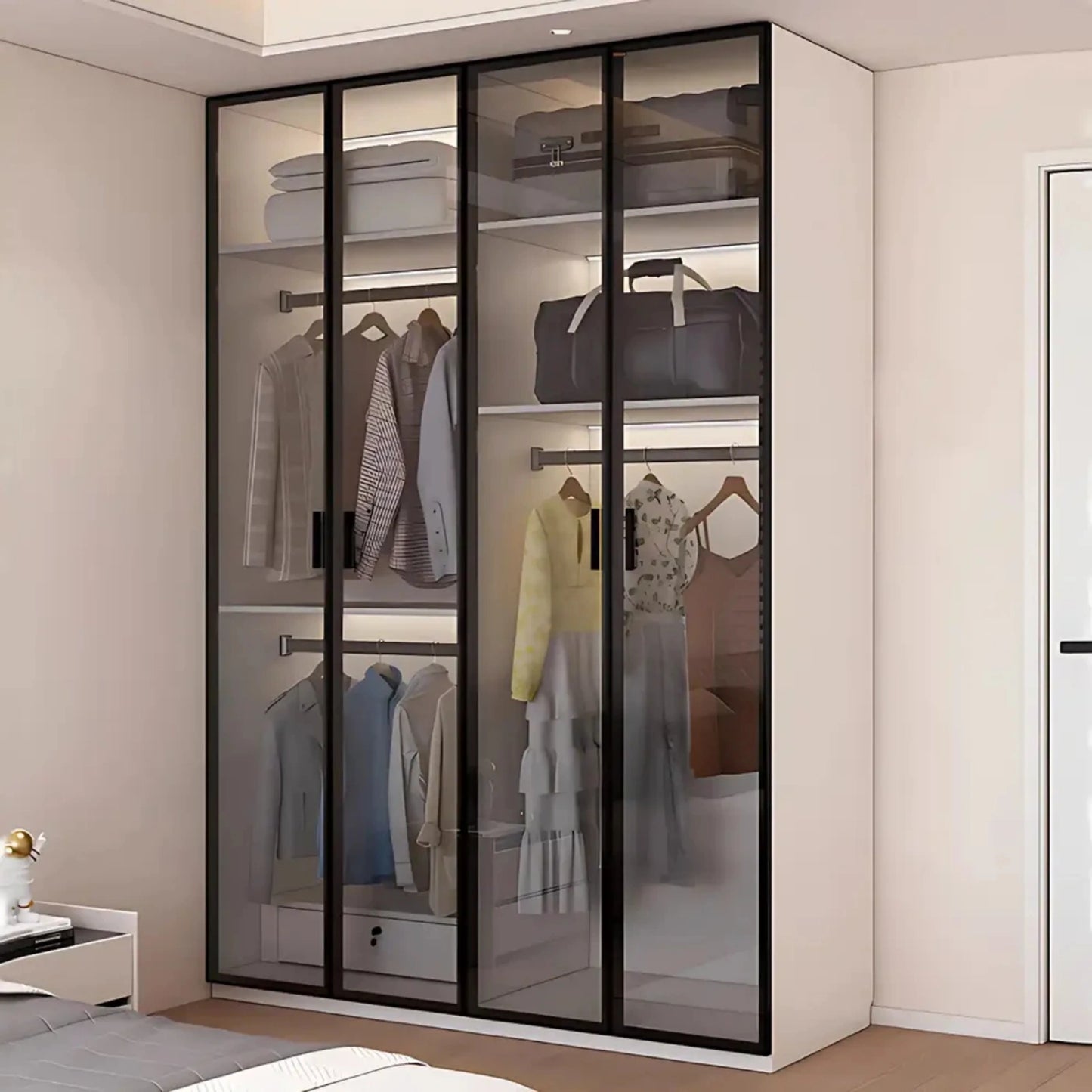 Aihm-Lon Translucent Custom Wardrobe with Smart Lighting and Classification Storage Area 24"-102"