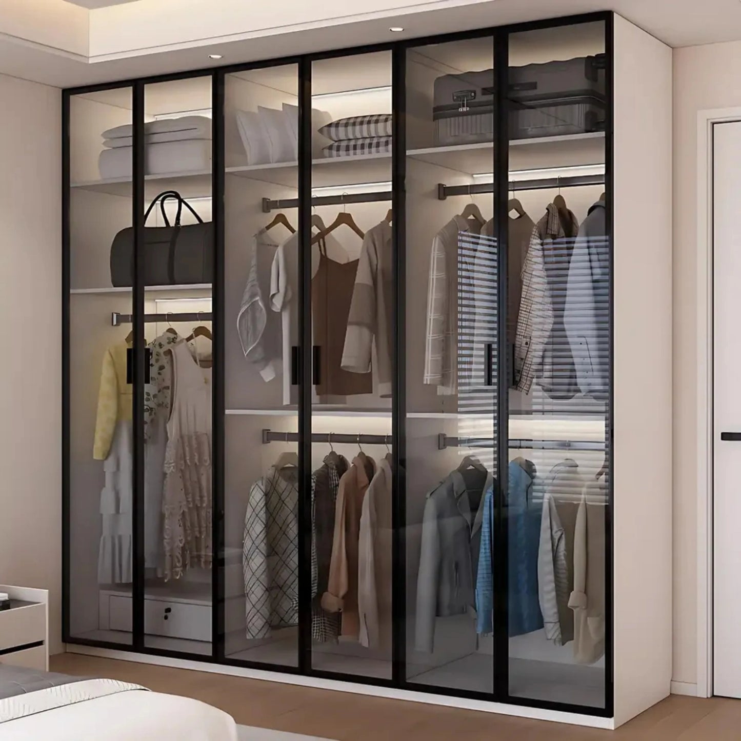 Aihm-Lon Translucent Custom Wardrobe with Smart Lighting and Classification Storage Area 24"-102"