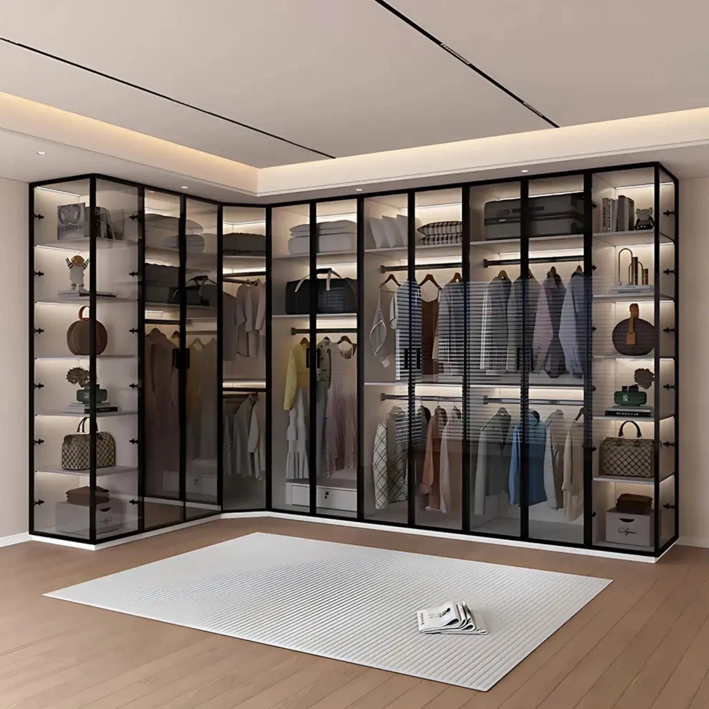 Aihm-Lon Translucent Custom Wardrobe with Smart Lighting and Classification Storage Area 24"-102"