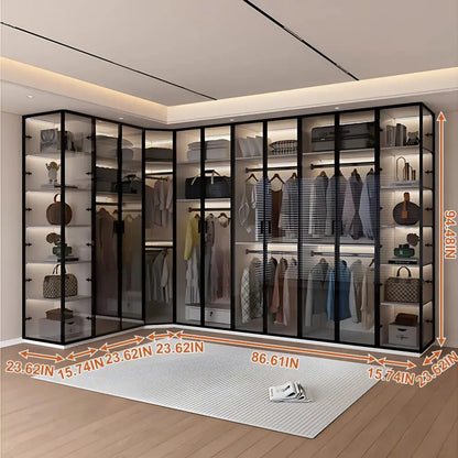 Aihm-Lon Translucent Custom Wardrobe with Smart Lighting and Classification Storage Area 24"-102"