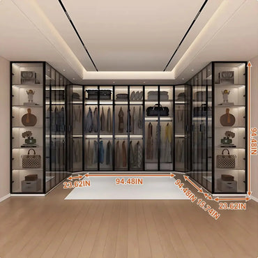 Aihm-Lon Translucent Custom Wardrobe with Smart Lighting and Classification Storage Area 24"-102"