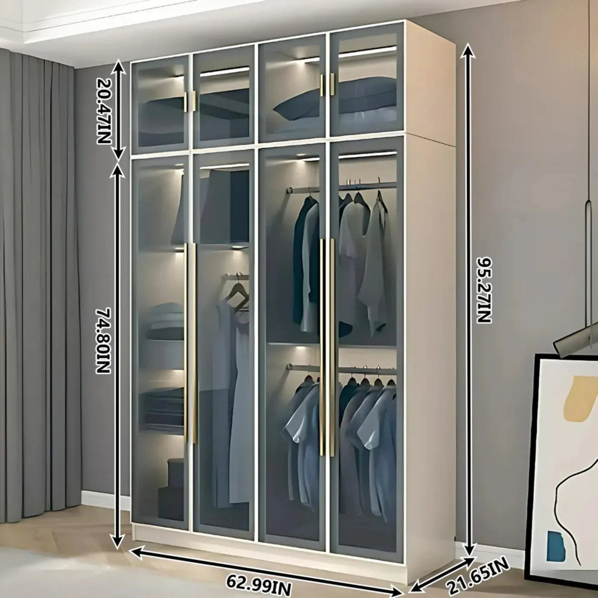 Wardrobe Math Function Aihm-Lon Wardrobes with Multi-Layer Storage Function and Smart Auto-Il ...