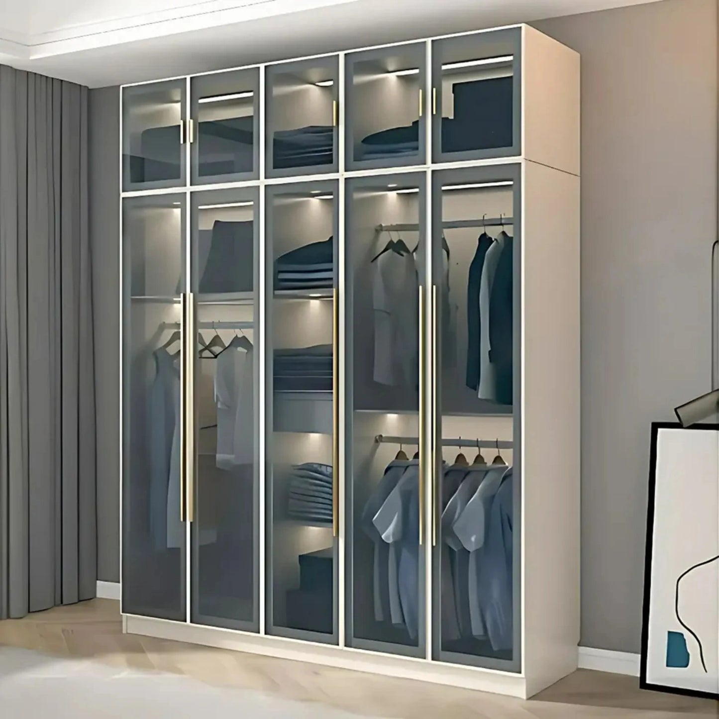 Aihm-Lon Wardrobes with Multi-Layer Storage Function and Smart Auto-Illumination 24"-94"
