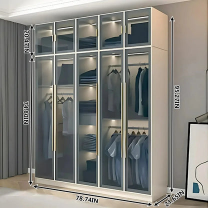 Aihm-Lon Wardrobes with Multi-Layer Storage Function and Smart Auto-Illumination 24"-94"