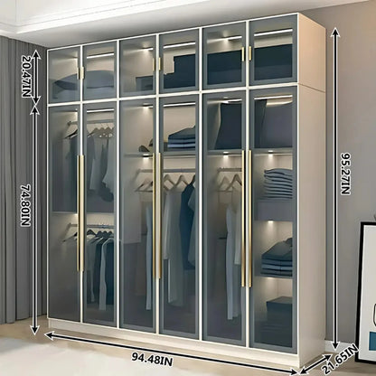 Aihm-Lon Wardrobes with Multi-Layer Storage Function and Smart Auto-Illumination 24"-94"