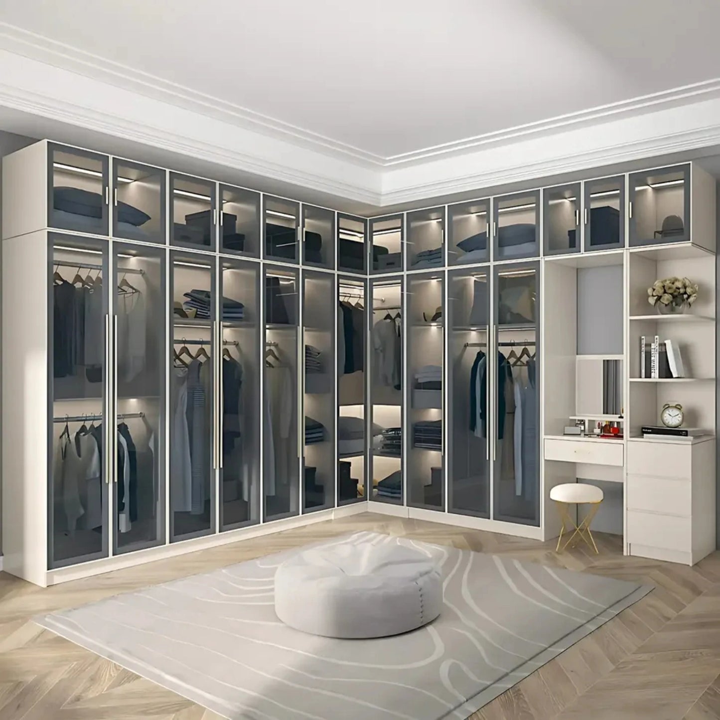 Aihm-Lon Wardrobes with Multi-Layer Storage Function and Smart Auto-Illumination 24"-94"