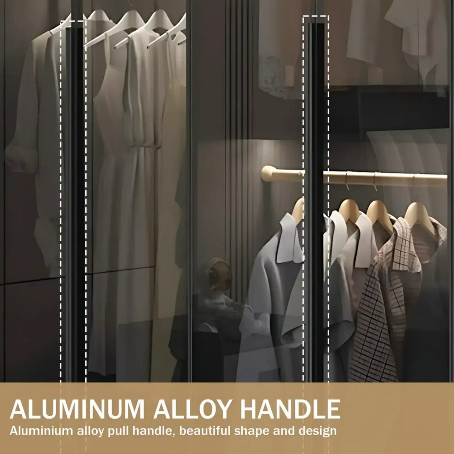 Aihm-Lon Wardrobe with Transparent Panels and Convenient Auto LED Lighting 24"-94"