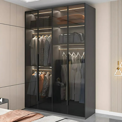 Aihm-Lon Wardrobe with Transparent Panels and Convenient Auto LED Lighting 24"-94"
