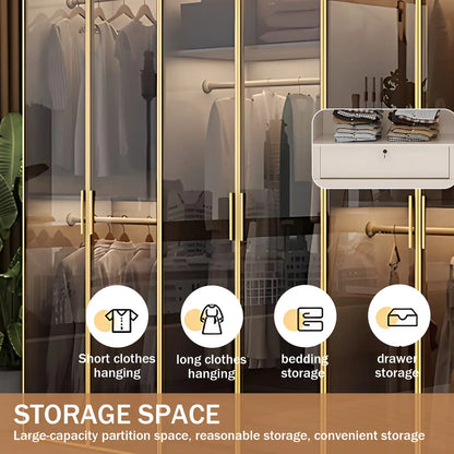 Aihm-Lon Large Wardrobe with Gold Luxury Border Design 24"-94"