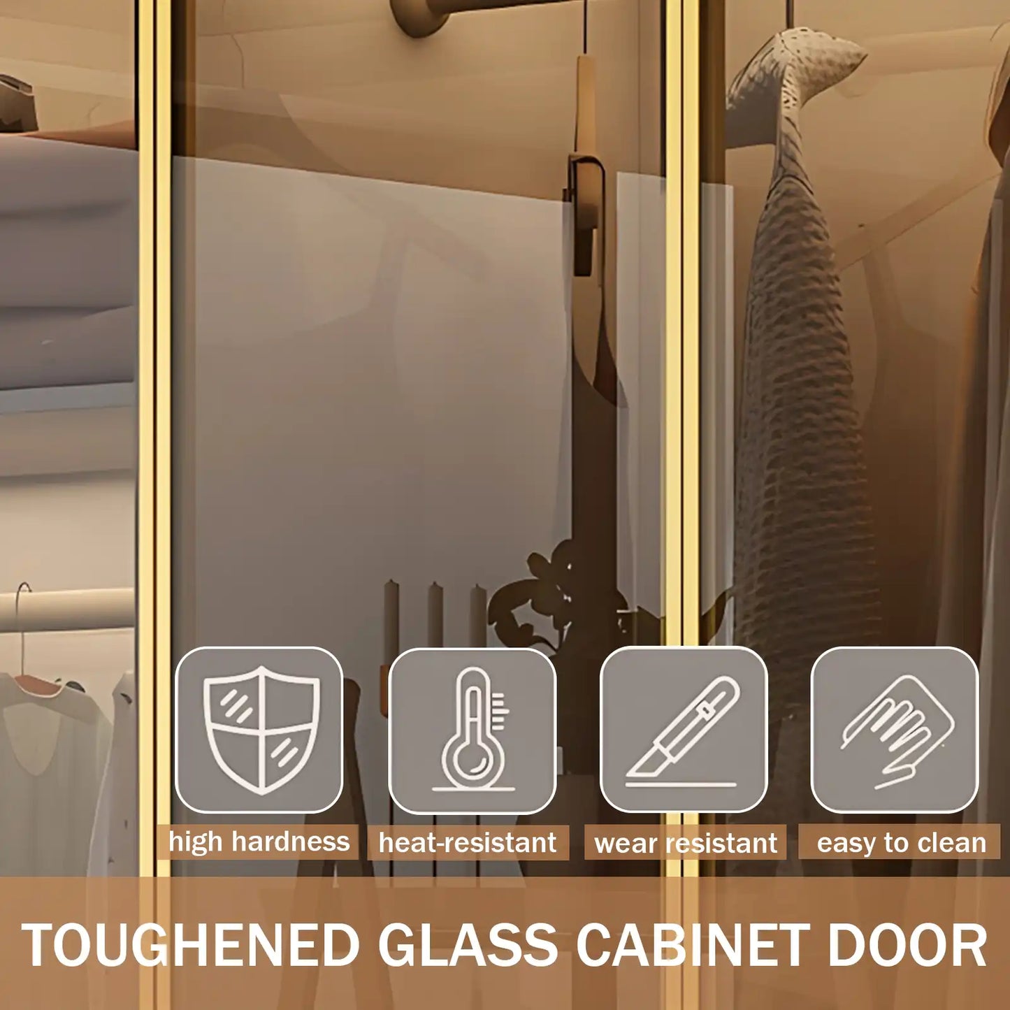 Aihm-Lon Large Wardrobe with Gold Luxury Border Design 24"-94"