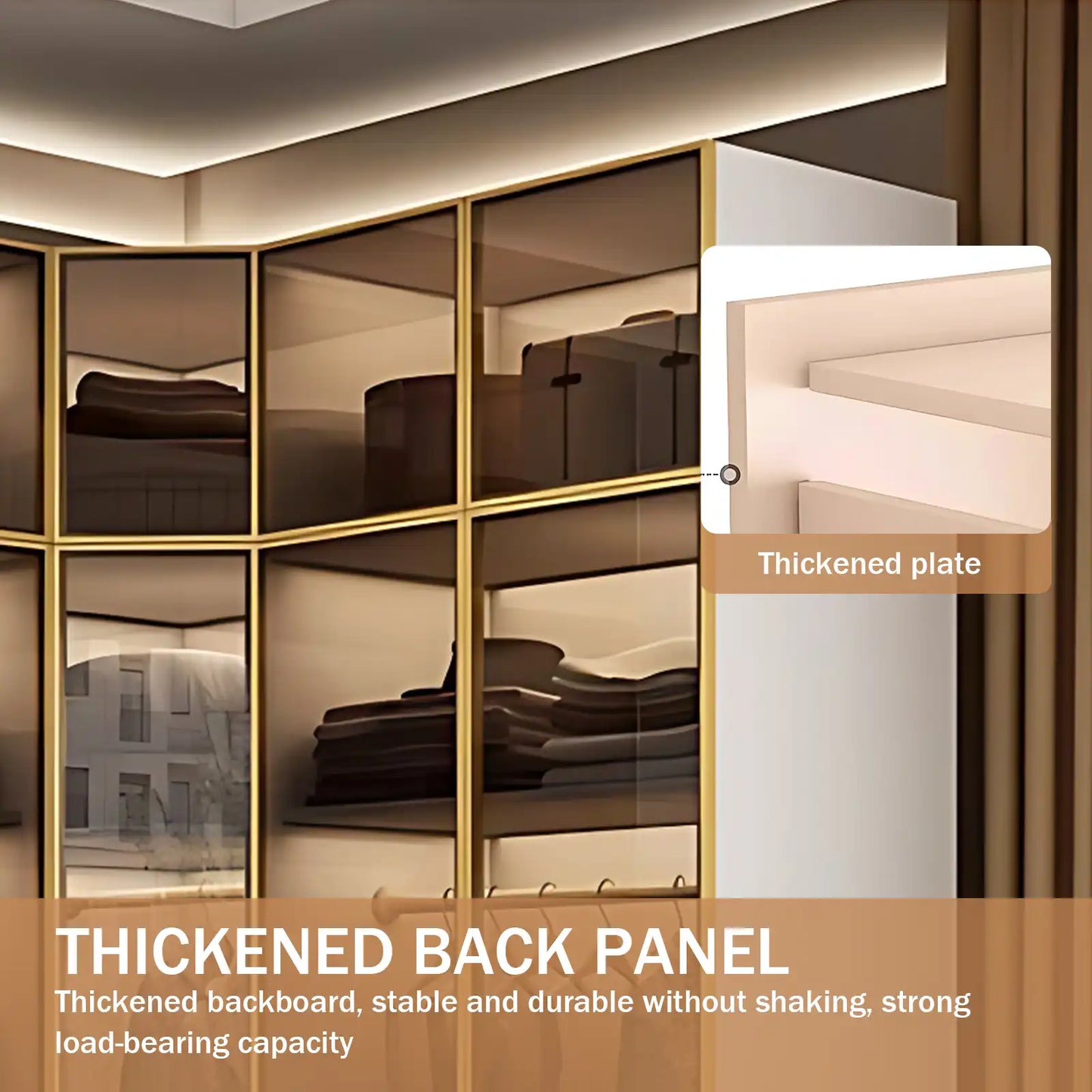 Aihm-Lon Large Wardrobe with Gold Luxury Border Design 24"-94"