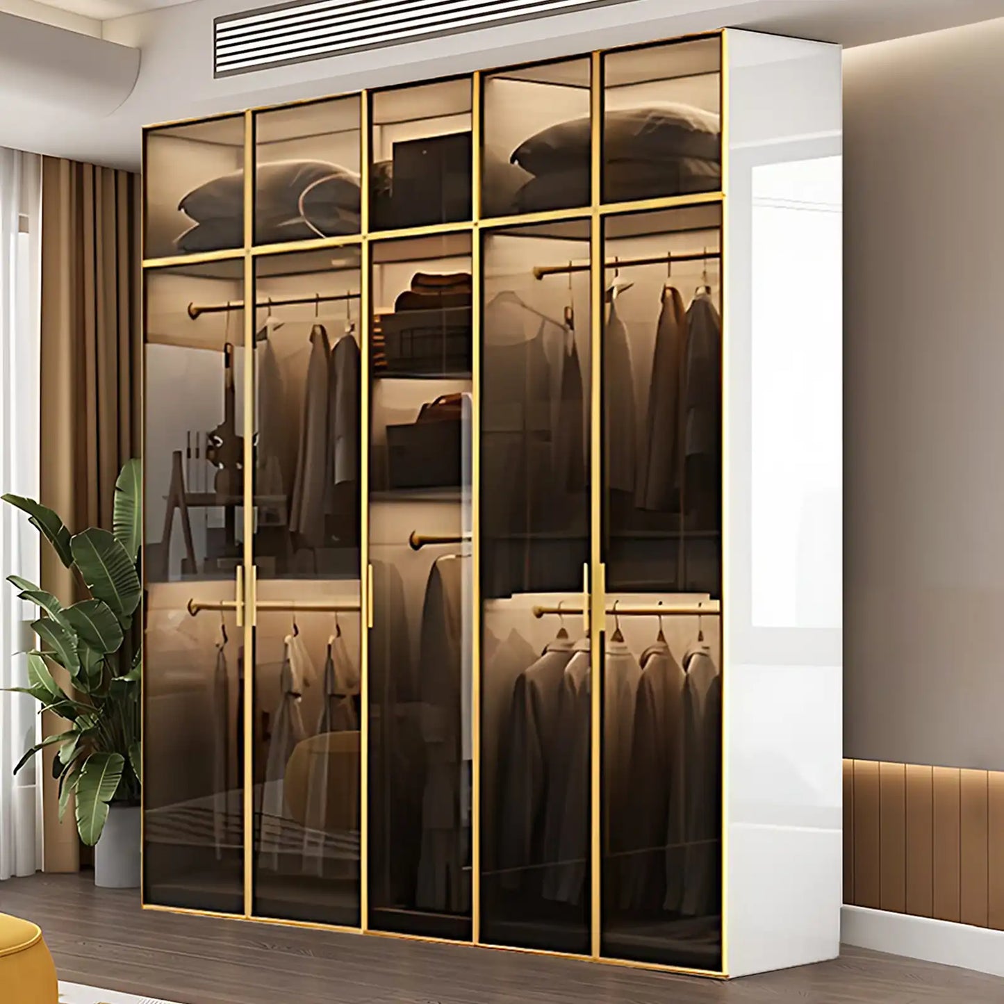 Aihm-Lon Large Wardrobe with Gold Luxury Border Design 24"-94"