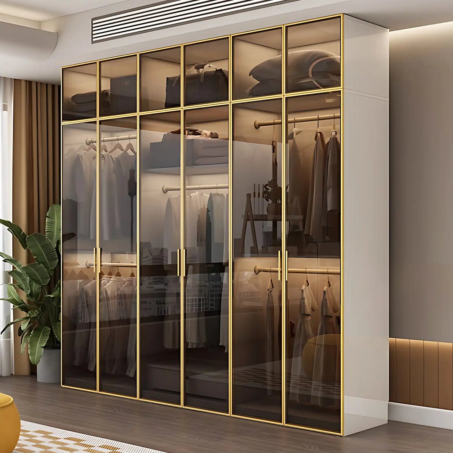 Aihm-Lon Large Wardrobe with Gold Luxury Border Design 24"-94"