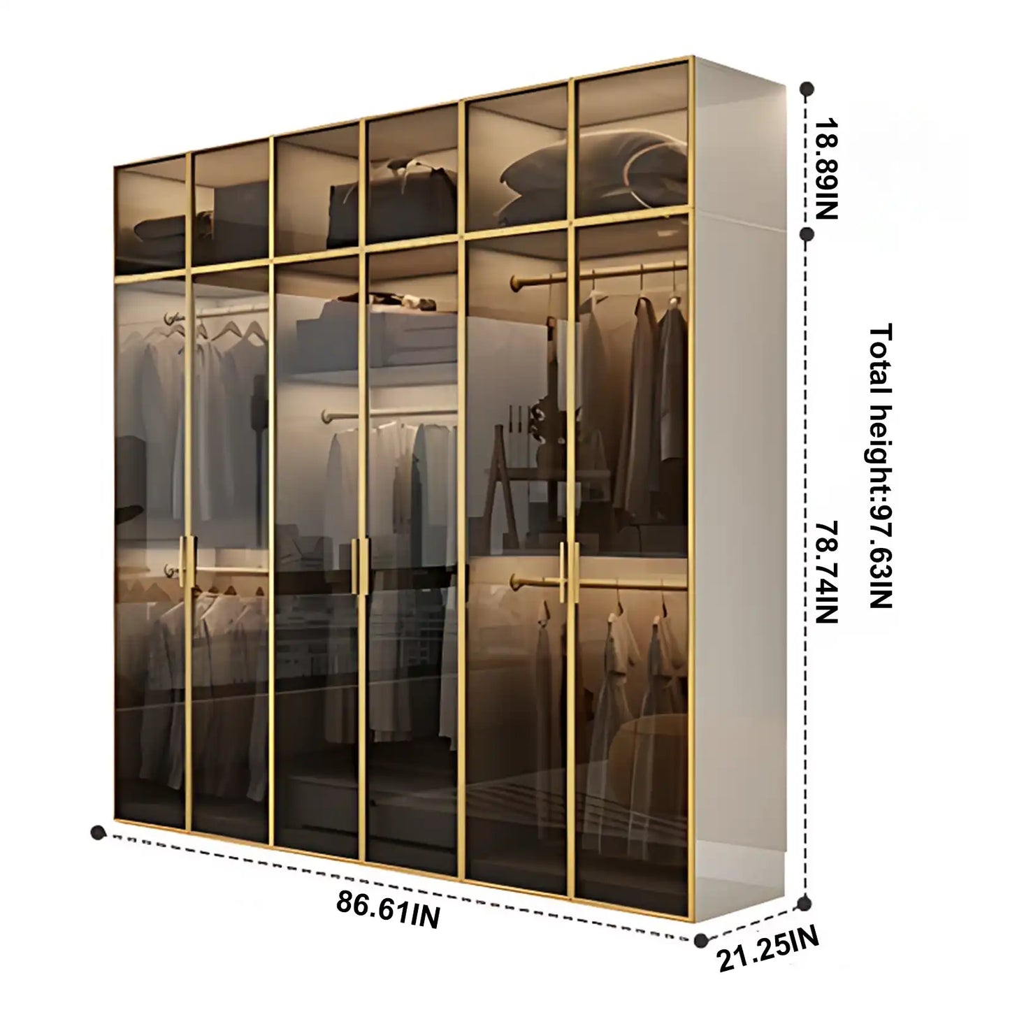 Aihm-Lon Large Wardrobe with Gold Luxury Border Design 24"-94"