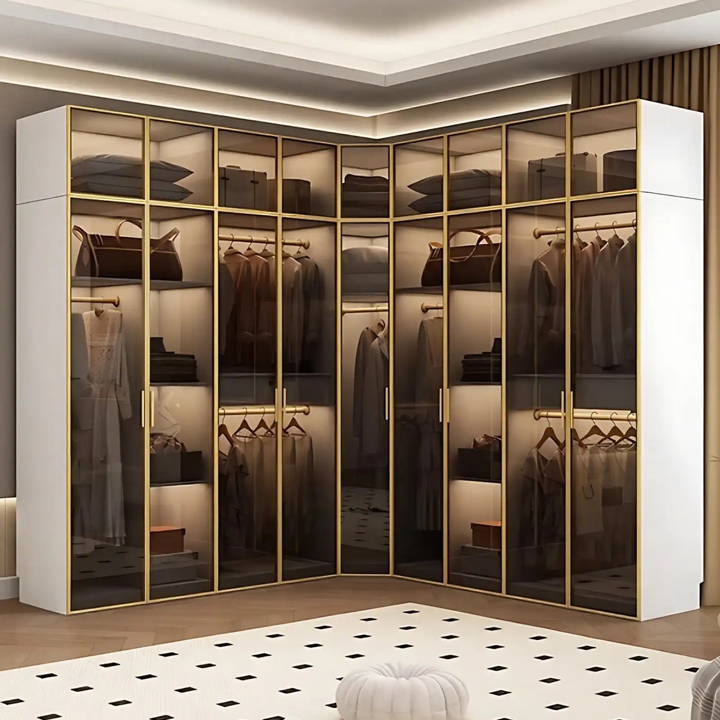 Aihm-Lon Large Wardrobe with Gold Luxury Border Design 24"-94"