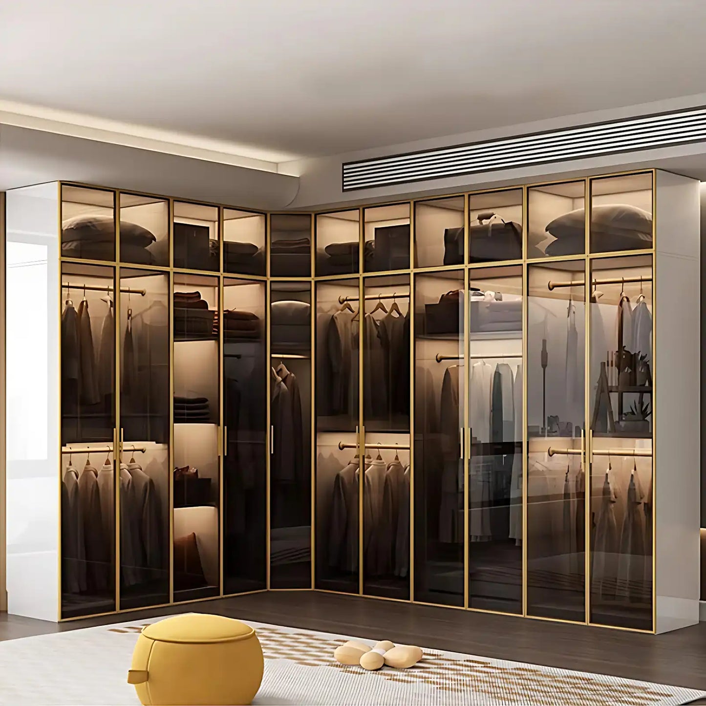 Aihm-Lon Large Wardrobe with Gold Luxury Border Design 24"-94"
