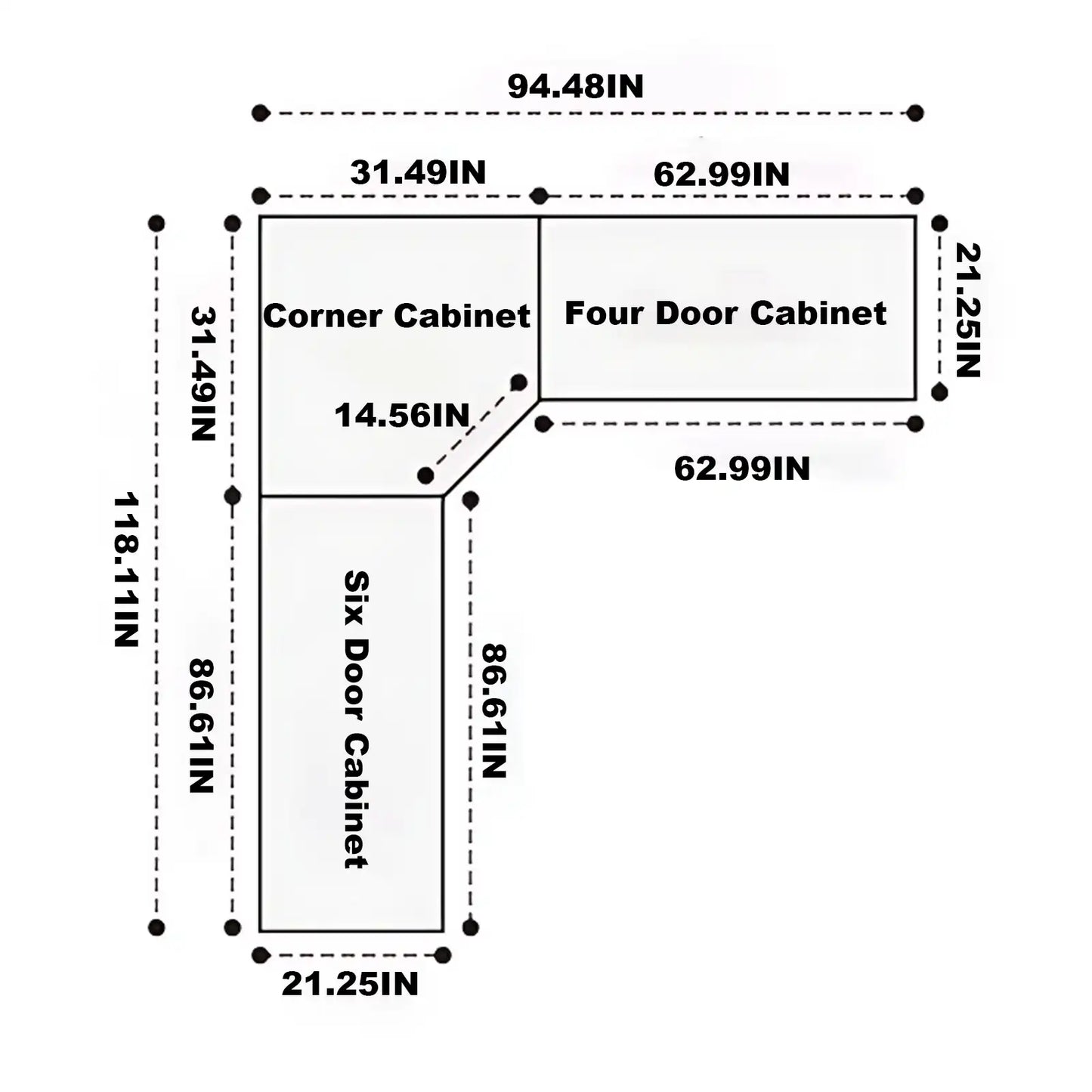 Aihm-Lon Large Wardrobe with Gold Luxury Border Design 24"-94"