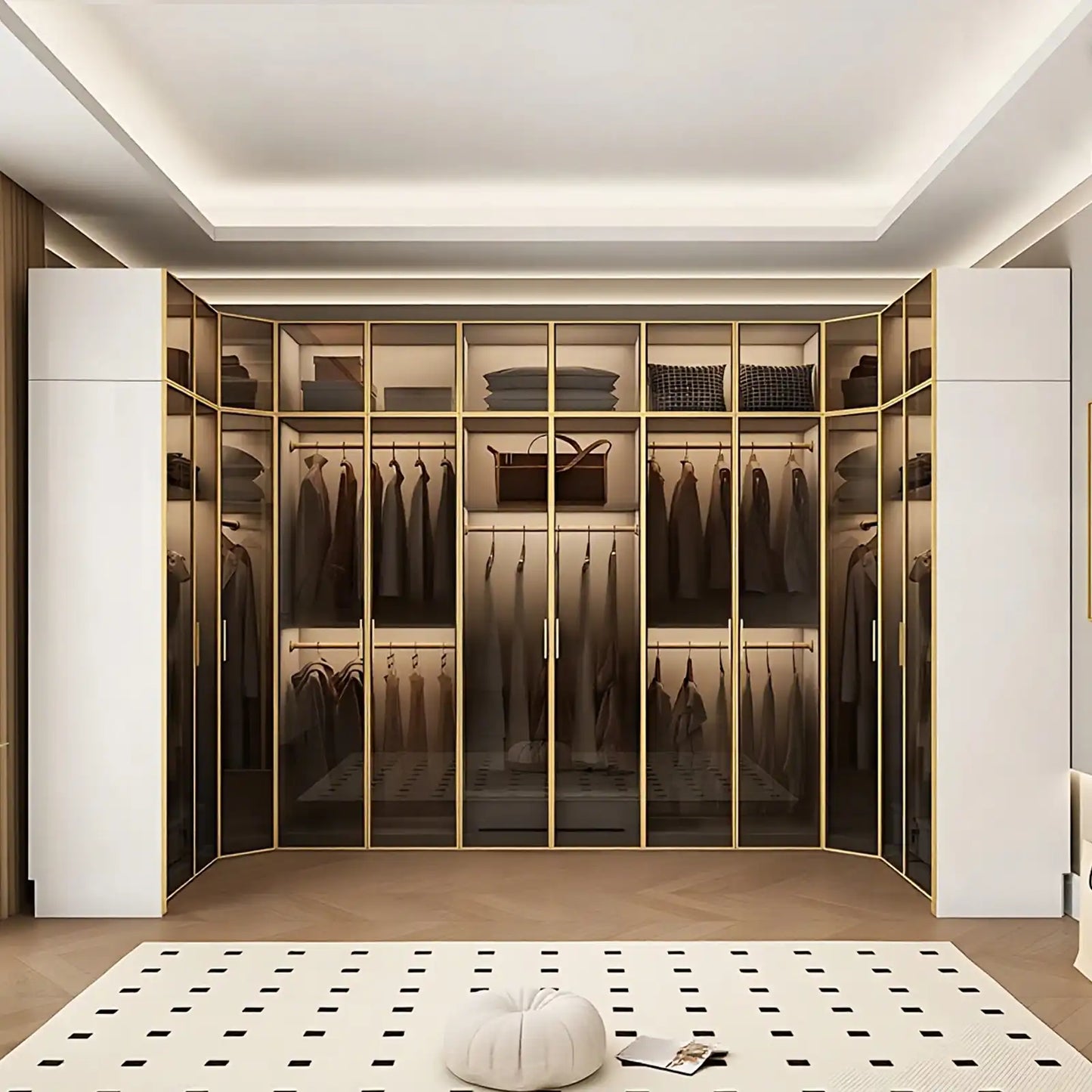 Aihm-Lon Large Wardrobe with Gold Luxury Border Design 24"-94"