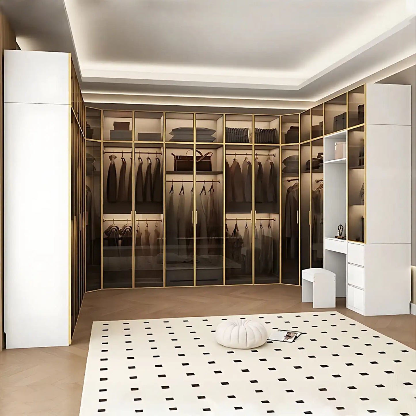 Aihm-Lon Large Wardrobe with Gold Luxury Border Design 24"-94"