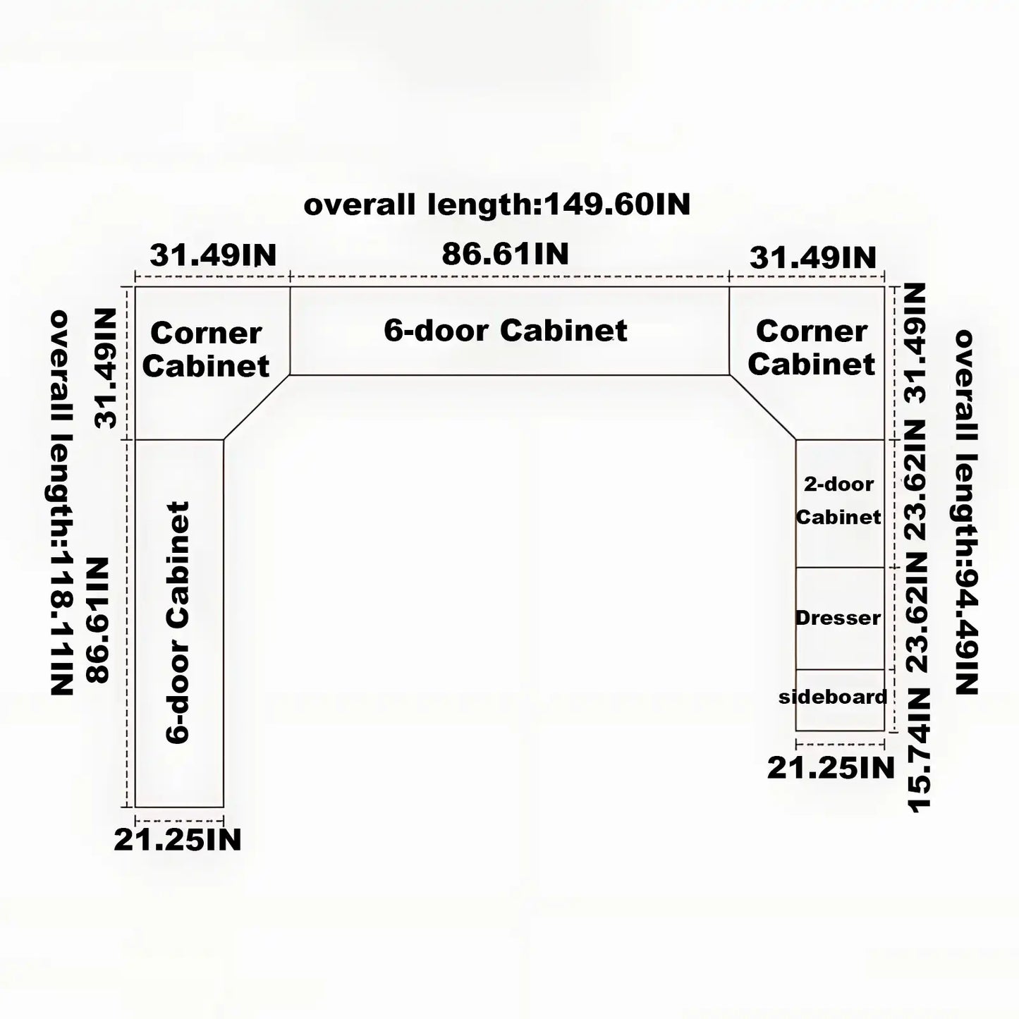 Aihm-Lon Large Wardrobe with Gold Luxury Border Design 24"-94"