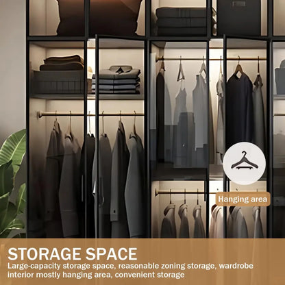 Aihm-Lon Wardrobe with Black Modern Border and Smart Sensor Lighting 23"-94"