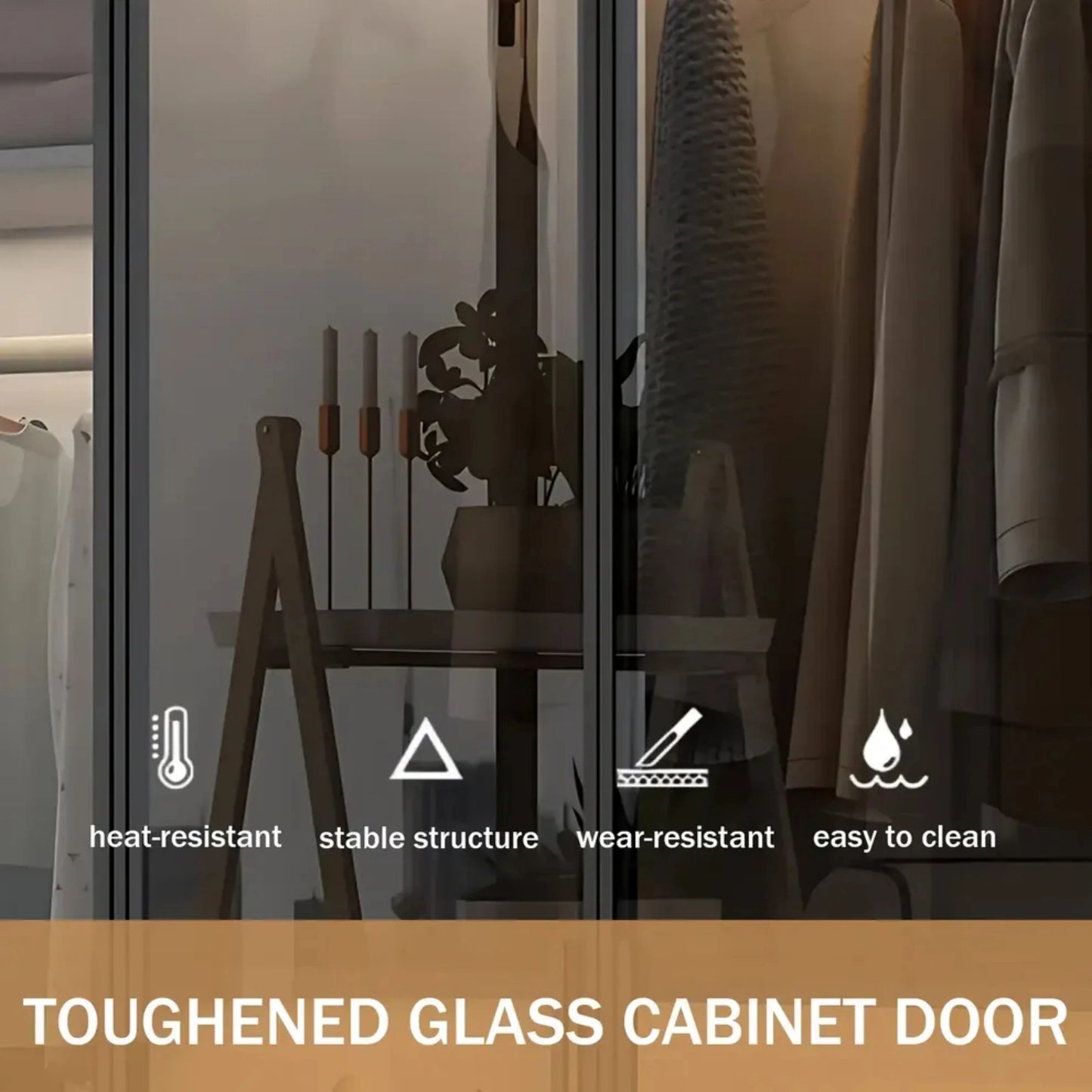 Aihm-Lon Wardrobe with Black Modern Border and Smart Sensor Lighting 23"-94"