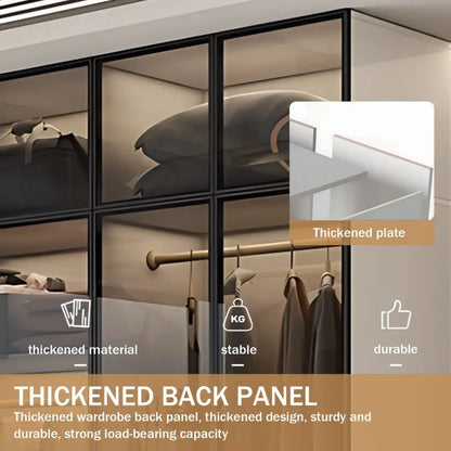 Aihm-Lon Wardrobe with Black Modern Border and Smart Sensor Lighting 23"-94"