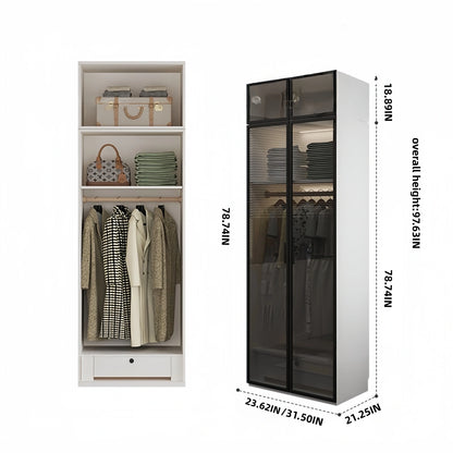 Aihm-Lon Wardrobe with Black Modern Border and Smart Sensor Lighting 23"-94"
