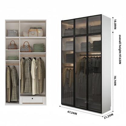 Aihm-Lon Wardrobe with Black Modern Border and Smart Sensor Lighting 23"-94"