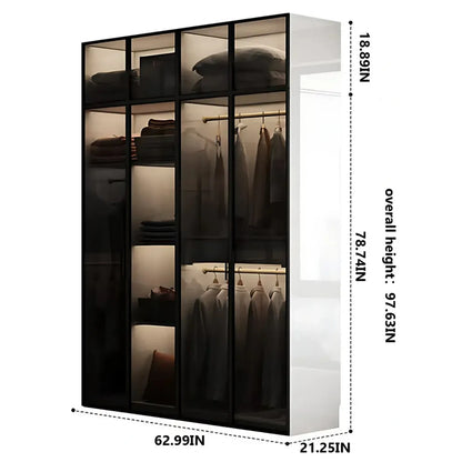Aihm-Lon Wardrobe with Black Modern Border and Smart Sensor Lighting 23"-94"