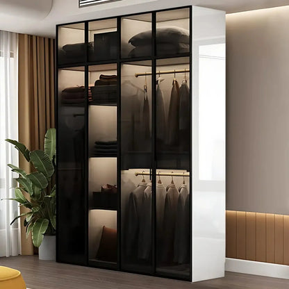 Aihm-Lon Wardrobe with Black Modern Border and Smart Sensor Lighting 23"-94"