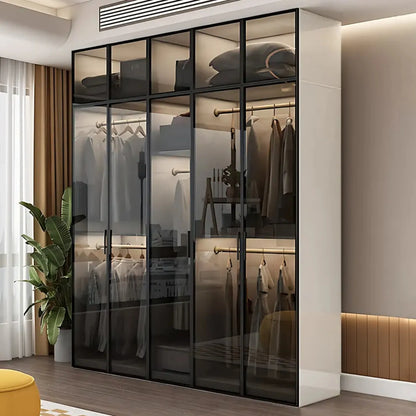 Aihm-Lon Wardrobe with Black Modern Border and Smart Sensor Lighting 23"-94"