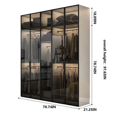Aihm-Lon Wardrobe with Black Modern Border and Smart Sensor Lighting 23"-94"