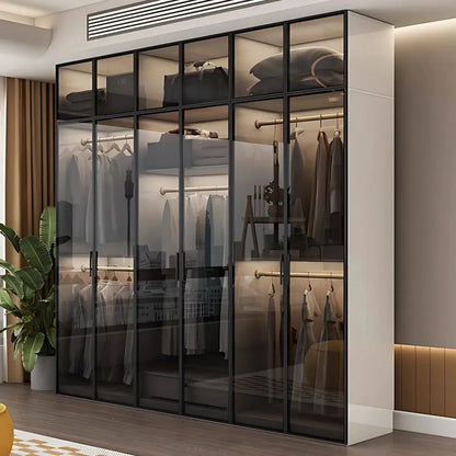 Aihm-Lon Wardrobe with Black Modern Border and Smart Sensor Lighting 23"-94"