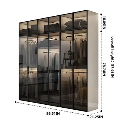 Aihm-Lon Wardrobe with Black Modern Border and Smart Sensor Lighting 23"-94"