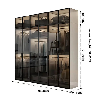 Aihm-Lon Wardrobe with Black Modern Border and Smart Sensor Lighting 23"-94"