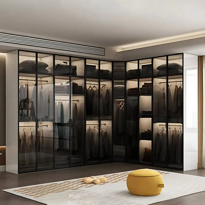 Aihm-Lon Wardrobe with Black Modern Border and Smart Sensor Lighting 23"-94"