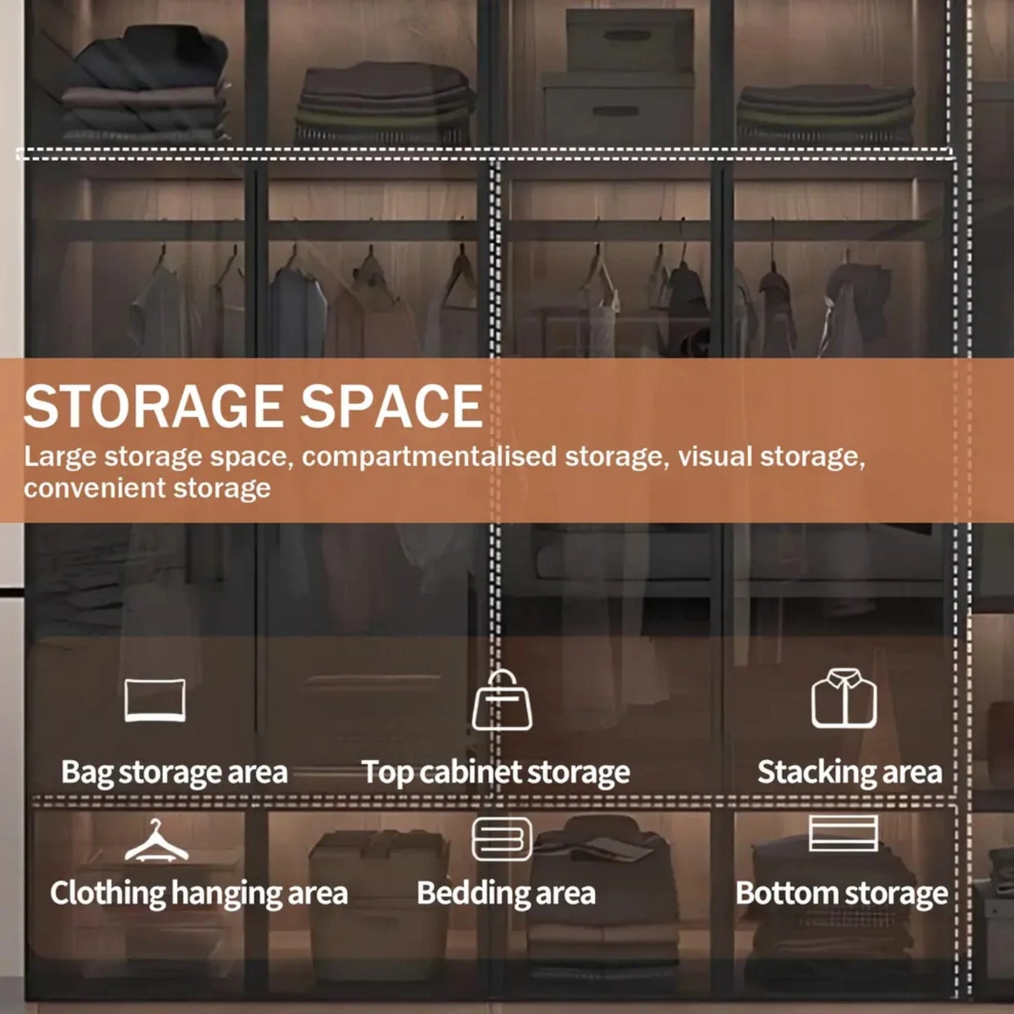 Aihm-Lon Wood Wardrobe with Smart Sensor Lighting 32"-110"