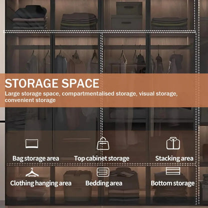 Aihm-Lon Wood Wardrobe with Smart Sensor Lighting 32"-110"