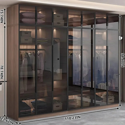 Aihm-Lon Wood Wardrobe with Smart Sensor Lighting 32"-110"